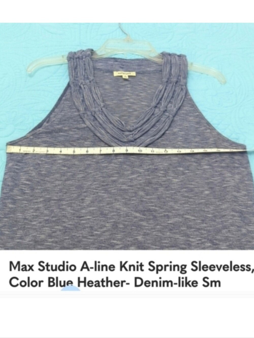 Sleeveless Heathered Blue Swing Tank Dress By MAX Studio, Medium Fall Autumn - Picture 5 of 5